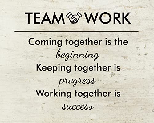 Teamwork Coming Together Is The Beginning Office Wall Art Decor Prints - Unframed 8x10 - Motivational Quotes Pictures for Office - Posters with Inspirational Sayings