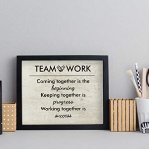 Teamwork Coming Together Is The Beginning Office Wall Art Decor Prints - Unframed 8x10 - Motivational Quotes Pictures for Office - Posters with Inspirational Sayings