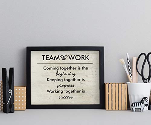 Teamwork Coming Together Is The Beginning Office Wall Art Decor Prints - Unframed 8x10 - Motivational Quotes Pictures for Office - Posters with Inspirational Sayings