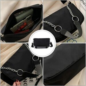 Women Chain Clutch Shoulder Bag Chain Crossbody Shoulder Purse Hipster Tote Handbags Silver Chain Clutch Purses Black for Girl Women Xmas Winter Holiday Christmas Decoration Gift