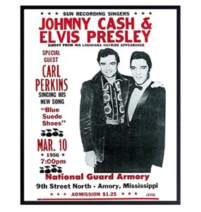 elvis poster 8×10 – elvis gifts for women – johnny cash picture print – vintage concert posters – classic nashville country music wall art home decor – carl perkins – 8×10 unframed