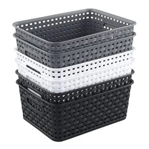 parlynies 6-pack organization baskets, plastic storage basket set, t
