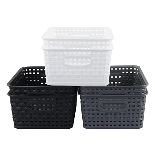 Parlynies 6-Pack Organization Baskets, Plastic Storage Basket Set, T