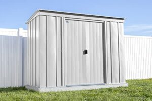 arrow shed classic 8′ x 4′ outdoor padlockable steel storage shed building, flute grey