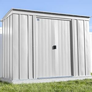 Arrow Shed Classic 8' x 4' Outdoor Padlockable Steel Storage Shed Building, Flute Grey