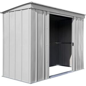 Arrow Shed Classic 8' x 4' Outdoor Padlockable Steel Storage Shed Building, Flute Grey