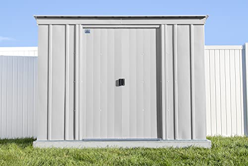 Arrow Shed Classic 8' x 4' Outdoor Padlockable Steel Storage Shed Building, Flute Grey