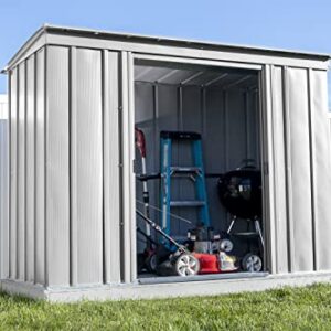 Arrow Shed Classic 8' x 4' Outdoor Padlockable Steel Storage Shed Building, Flute Grey