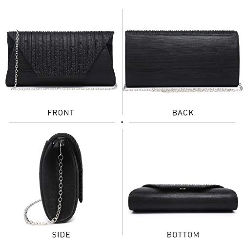 Dasein Evening Bag for Women Glitter Rhinestone Wedding Evening Purse Crystal Envelope Clutch Crossbody Shoulder Bags (black)