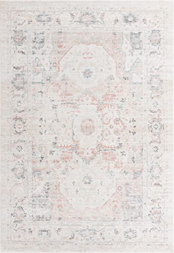 Rugs.com Madeline Vintage Collection Rug – 6' x 9' Ivory Medium-Pile Rug Perfect for Bedrooms, Dining Rooms, Living Rooms