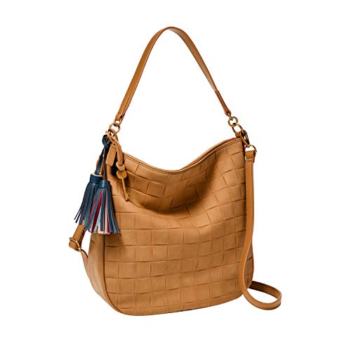 Fossil Women's Jolie Leather Hobo Purse Handbag, Tan