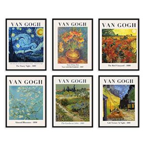 sylvana workshop – van gogh posters and prints wall art, unframed(set of 6 wall decor), fine art posters prints, the starry night, art prints, famous posters, famous prints, van gogh decorations… (8″x10″)