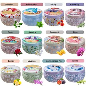 bauhinia 12 constellations scented candles soy wax tin candles, natural fragrance candles for stress relief and aromatherapy candles set of 12