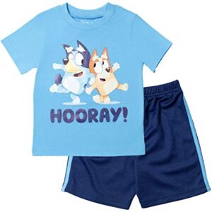 bluey toddler boys t-shirt and mesh shorts outfit set 2t