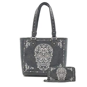 montana west leather tote bag sugar skull handbag shoulder bag for women abz-g012wbk