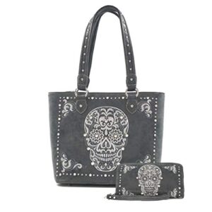 Montana West Leather Tote Bag Sugar Skull Handbag Shoulder Bag For Women ABZ-G012WBK