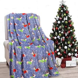 Valerian Luxury Velvet Touch Ultra Plush Christmas Blanket |Soft, Warm, Cozy|Holiday Printed Fleece Throw/Blanket-50 x 60inch, 50 x 60, Dogs in Sweaters