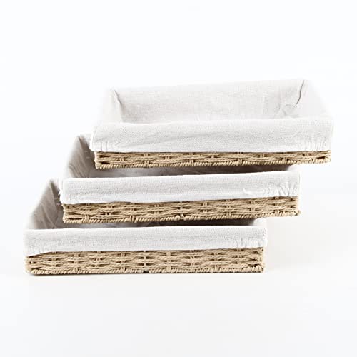 YRJJ Paper Rope Woven Storage Baskets, Delicate Storage Box for ShelvesBathroomKitchenLiving RoomOffice DeskBedroom. (Khaki) , 11.8x7.8x2.3 inches