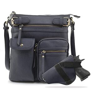 jessie & james robin multipocket concealed carry crossbody bag with lock and key – navy