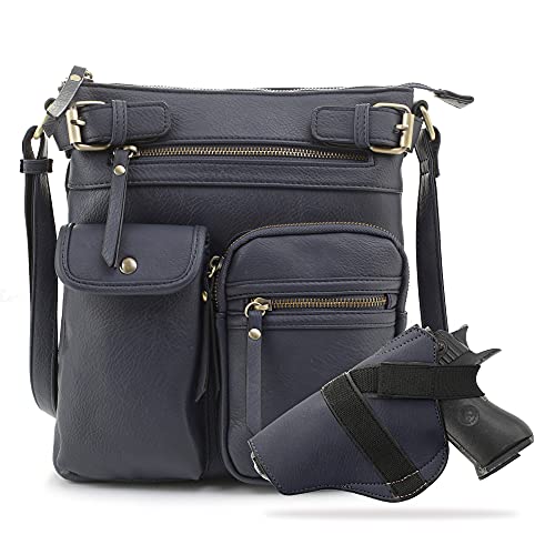 Jessie & James Robin Multipocket Concealed Carry Crossbody Bag with Lock and Key - Navy