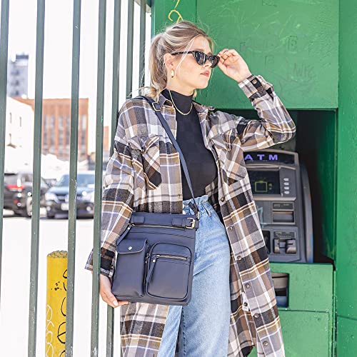 Jessie & James Robin Multipocket Concealed Carry Crossbody Bag with Lock and Key - Navy