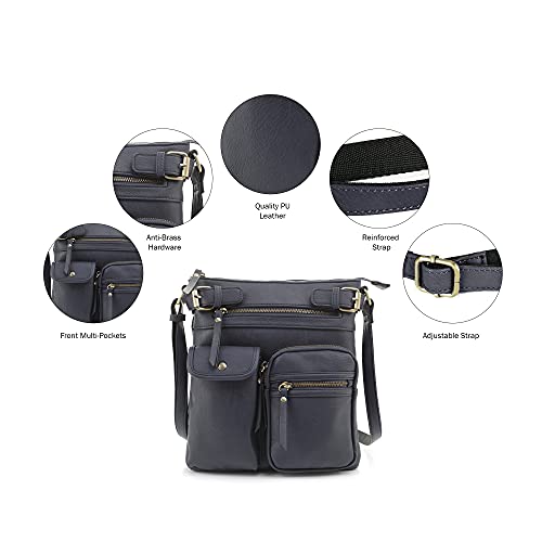 Jessie & James Robin Multipocket Concealed Carry Crossbody Bag with Lock and Key - Navy