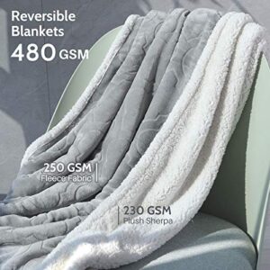 S ag ino Sherpa Fleece Throw Blanket Reversible Flannel Blankets Soft Fuzzy Cozy Thick Winter Blankets for All Seasons for Bed Couch Sofa (Grey, Twin (60"x80"))