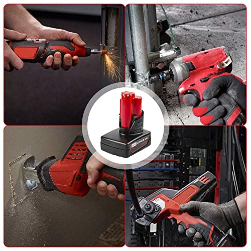(Upgraded) 6.0Ah 12V Extend Cordless Lithium Battery for Milwaukee All M12 Power Tools, 48-11-2460 48-11-2401 48-11-2402 48-59-1812 48-11-2411 48-11-2420 48-59-2401 48-59-1812 2510-20 (2-Pack)