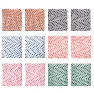arkwright fleece throw blankets (50×60, 12-pack, assorted colors) soft and warm chevron textured coral fleece throws