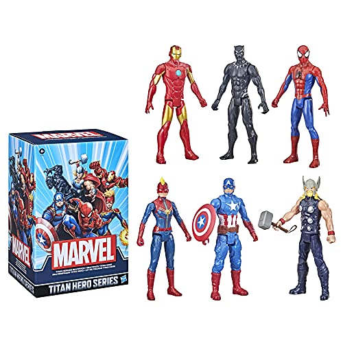 Marvel Titan Hero Series Action Figure Multipack, 6 Action Figures, 12-Inch Toys, Inspired Comics, for Kids Ages 4 and Up (Amazon Exclusive)