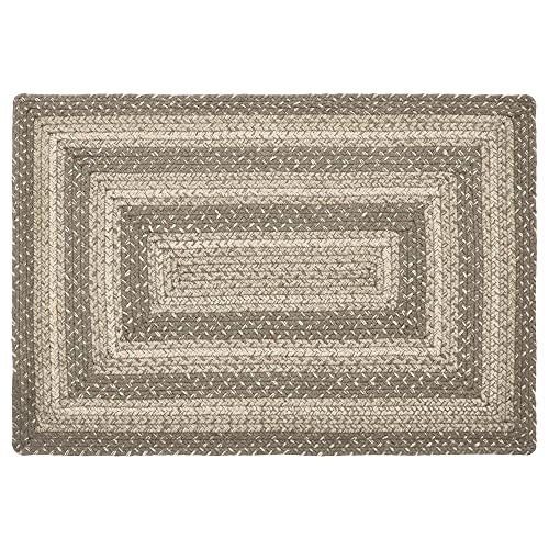 VHC Brands Cobblestone Rug with PVC Pad, Jute Blend, Rectangle, Tan Grey White, 20x30 inches