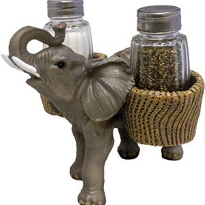 DWK Animal Holder with Salt And Pepper Shaker Set (3 Piece) | Kitchen Décor and Accessories | Salt and Pepper Shakers | Home Décor | Home Decorations… (Elephant)