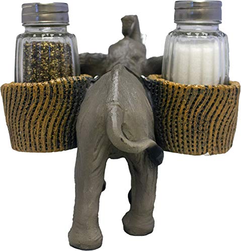 DWK Animal Holder with Salt And Pepper Shaker Set (3 Piece) | Kitchen Décor and Accessories | Salt and Pepper Shakers | Home Décor | Home Decorations… (Elephant)