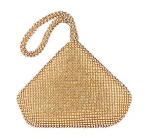 vgift clutch purses for women evening, glitter wrist bag rhinestone purse, gold