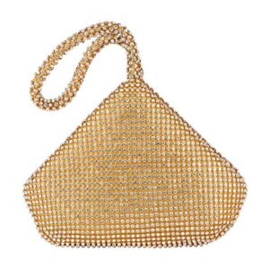 Vgift Clutch Purses for Women Evening, Glitter Wrist Bag Rhinestone Purse, Gold