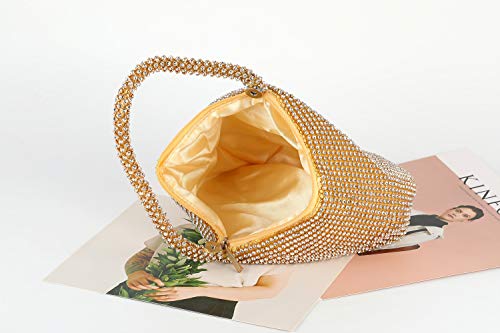Vgift Clutch Purses for Women Evening, Glitter Wrist Bag Rhinestone Purse, Gold