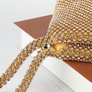 Vgift Clutch Purses for Women Evening, Glitter Wrist Bag Rhinestone Purse, Gold