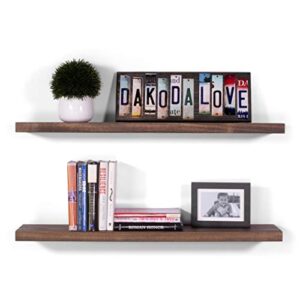 DAKODA LOVE Floating Shelves | Solid Poplar | Premium Craftsman Quality | Easy Hidden Bracket Wall Mount | Set of 2 (Espresso, 24" L x 10" D)