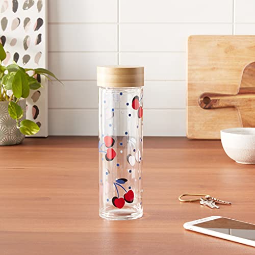 Kate Spade Vintage Cherry Dot Water Bottle, 1.15 LB, Clear