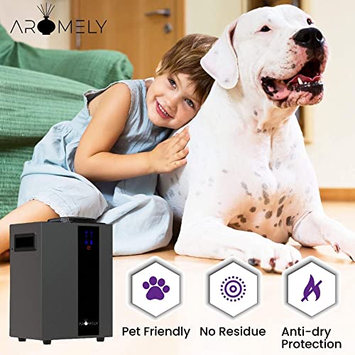 Aromely Smart Bluetooth HVAC Nebulizing Aromatherapy Scent Diffuser - Waterless Aroma Machine Perfect Air Freshener for Home or Office up to 4,000 SQSF Large 800ml Oil Bottle. (Black)