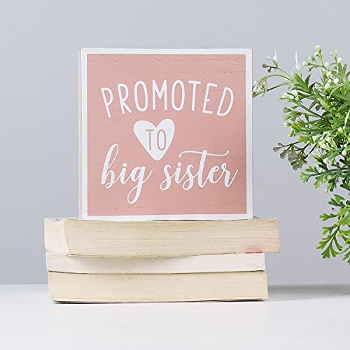 Hanna Roberts Toddler Kids Sibling Reveal Box Sign, 5.9" x 5.9" (Promoted to Big Sister)