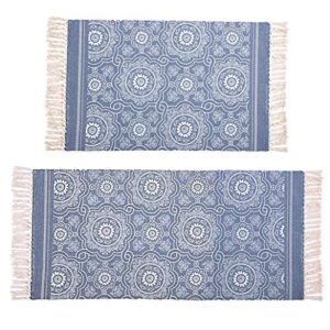 hedume 2 pack cotton area rug, machine washable printed tassels throw rugs for kitchen, living room, bedroom bathroom, laundry room, 2 x 3 feet, 2 x 4.2 feet