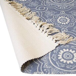 Hedume 2 Pack Cotton Area Rug, Machine Washable Printed Tassels Throw Rugs for Kitchen, Living Room, Bedroom Bathroom, Laundry Room, 2 x 3 Feet, 2 x 4.2 Feet