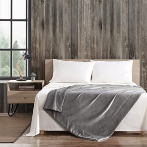 eddie bauer ultra-plush collection throw blanket-reversible sherpa fleece cover, soft & cozy, perfect for bed or couch, smoke grey