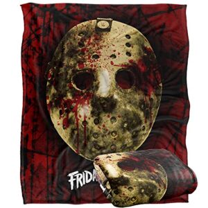 friday the 13th blanket, 50″x60″, bloody mask, silky touch super soft throw blanket