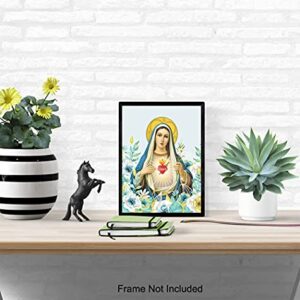 Virgin Mary Picture - Catholic Wall Decor - Mary Mother of God - Holy Mother - Christian Gifts - Religious Wall Art - Mary Mother of Jesus - Our Lady of Guadalupe - Blessed Mother - God Wall Decor