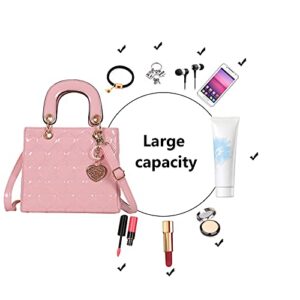 Qiayime Shiny Patent Leather Women Purses and Handbags Ladies PU Chain Fashion Top Handle Satchel Shoulder Crossbody Totes Bags (Large pink)