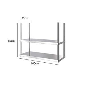 Hanging Floating Stainless Steel Shelf, 2-Layer European Ceiling Hanger, Restaurant Bar Display Stand, 6 Sizes (Size : 1003580cm)