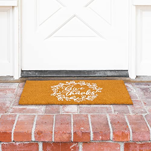 Juvale Thanksgiving Welcome Mat for Front Door,-Outdoor-Fall Rug for Porch, Give Thanks (30 x 17 in)