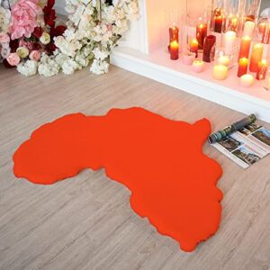 Lith African Map Faux Rabbit Fur Area Rug & Throw - Client Call It Impactful Gift- Soft Plush Luxurious Chair Couch Sofa Bed Cover or Nursery Floor - 3x3 ft (Orange)